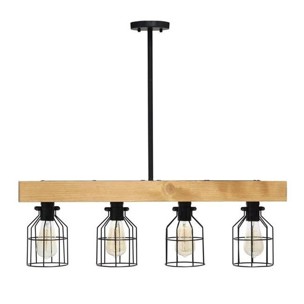 Elegant Garden Design Elegant Designs CH1001-LWD Elegant Designs 4 Light Rustic Cage Pendant; Light Wood CH1001-LWD